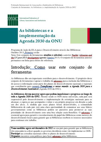 Tradução portuguesa “As bibliotecas e a implementação da Agenda 2030 da ONU”